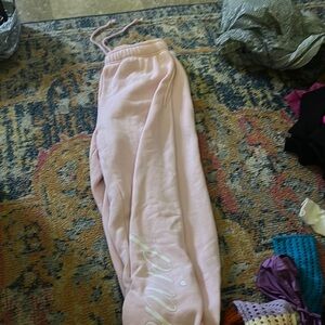 Pink Sweatpants with White Logo